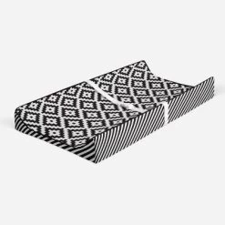Bacati - Love Black/White Warp Stripes Changing Pad Cover
