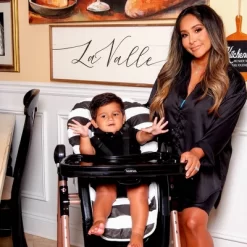 Your Babiie MAWMA By Snooki Rose Gold Black Stripes Fitzrovia High Chair