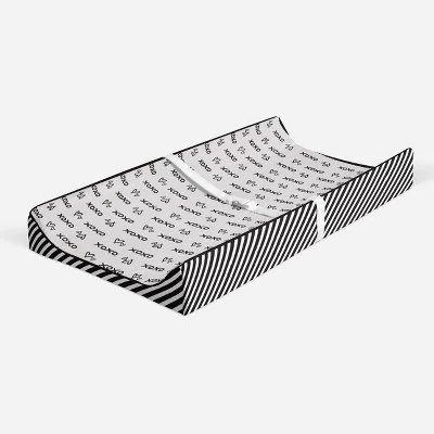 Bacati - Love Black/White Kisses N Hugs Changing Pad Cover 1 Bacati - Love Black/White Kisses N Hugs Changing Pad Cover