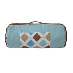 Bacati - Mod Dia/Stripes Aqua Teal Beige Brown Toddler Nap Mat