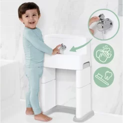 Delta Children PerfectSize 3-in-1 Convertible Sink, Step Stool And Bath Toy For Toddlers/Kids' Perfect For Potty Training - White/Gray