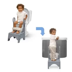 Delta Children Little Jon-EE Adjustable Potty Seat And Step Stool - White/Gray