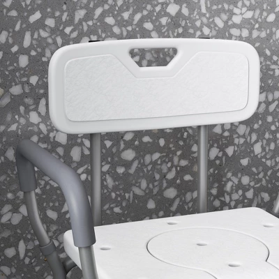 HOMCOM 3-in-1 Shower Chair With Back And Arms, Height Adjustable Bedside Commode, Raised Toilet Seat For Seniors, Disabled 5 HOMCOM 3-in-1 Shower Chair With Back And Arms, Height Adjustable Bedside Commode, Raised Toilet Seat For Seniors, Disabled - Image 5