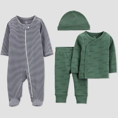 Carter's Just One You®️ Baby Boys' 4pc Alligator Print Layette Set Green/Blue 3 Carter's Just One You®️ Baby Boys' 4pc Alligator Print Layette Set Green/Blue - Image 3