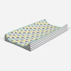 Bacati - Elephants Mint/Yellow/Gray Elephants Changing Pad Cover