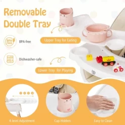 Babyjoy Baby High Chair Wooden Feeding Chair With 4-Gear Tray & Removable Cushion Beige/Grey -Baby Care Deals Store GUEST e33163e2 6a2f 4a05 bcad d6bcacf6ee8d