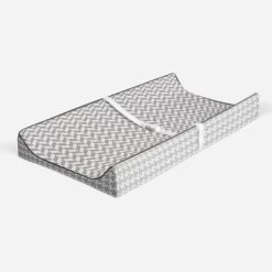 Bacati - Herringbone Quilted Muslin Changing Pad Cover Gray