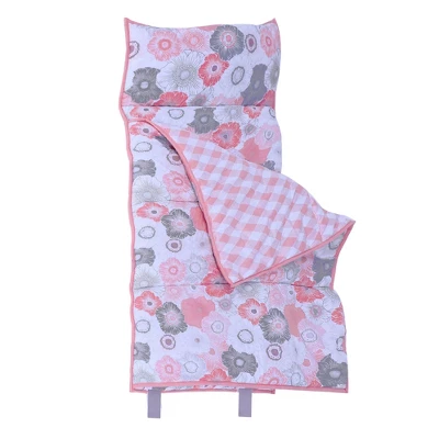 Bacati - Watercolors Floral Coral Gray Toddler Nap Mat 3 Bacati - Watercolors Floral Coral Gray Toddler Nap Mat - Image 3