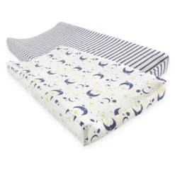 Touched By Nature Baby Organic Cotton Changing Pad Cover, Moon, One Size