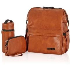 Hannah & Sophia Soho Large Traverse Baby Diaper Bag Backpack In Cognac, Water Resistant Changing Pad & Mini Mom Tote Included, Brown -Baby Care Deals Store GUEST fc1ed095 02a7 486e 8d80 7ccffb517bd7